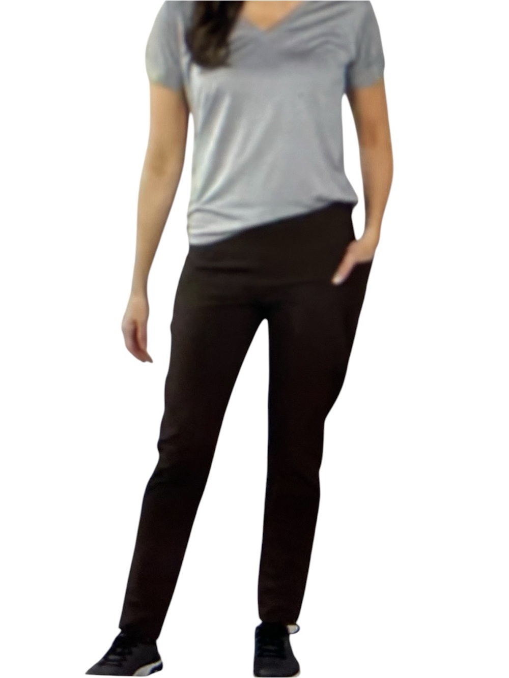 Women With Control Tummy Control Slim Leg Yoga Pants With Pockets Chocolate S